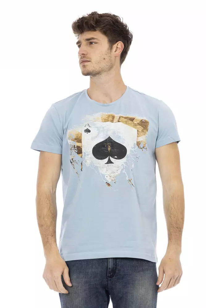 Light Blue Cotton Men T-Shirt