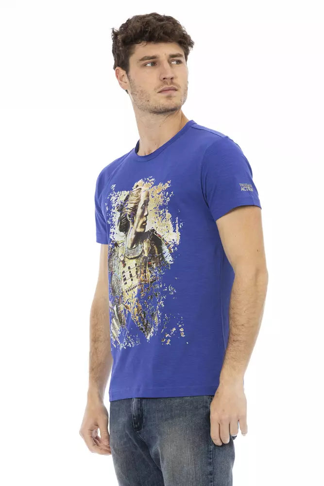 Blue Cotton Men T-Shirt