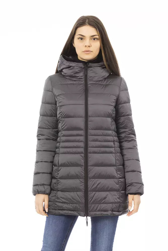 Black Polyester Women Jacket