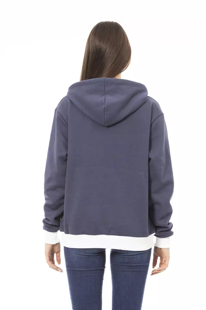 Blue Cotton Women Sweater