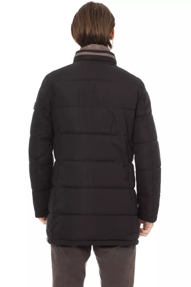 Black Polyester Men Jacket