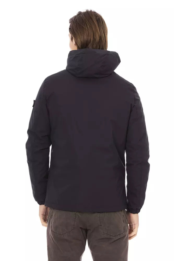 Blue Polyester Men Jacket
