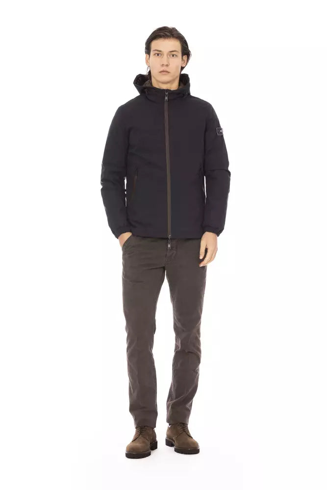 Blue Polyester Men Jacket