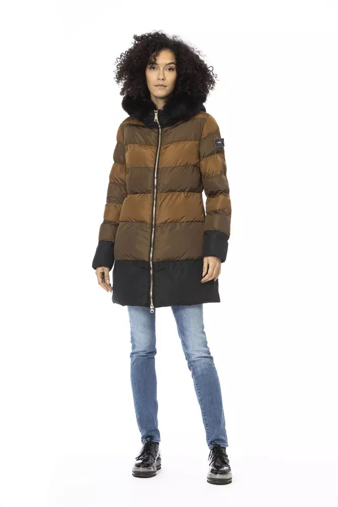 Brown Polyester Women Jacket