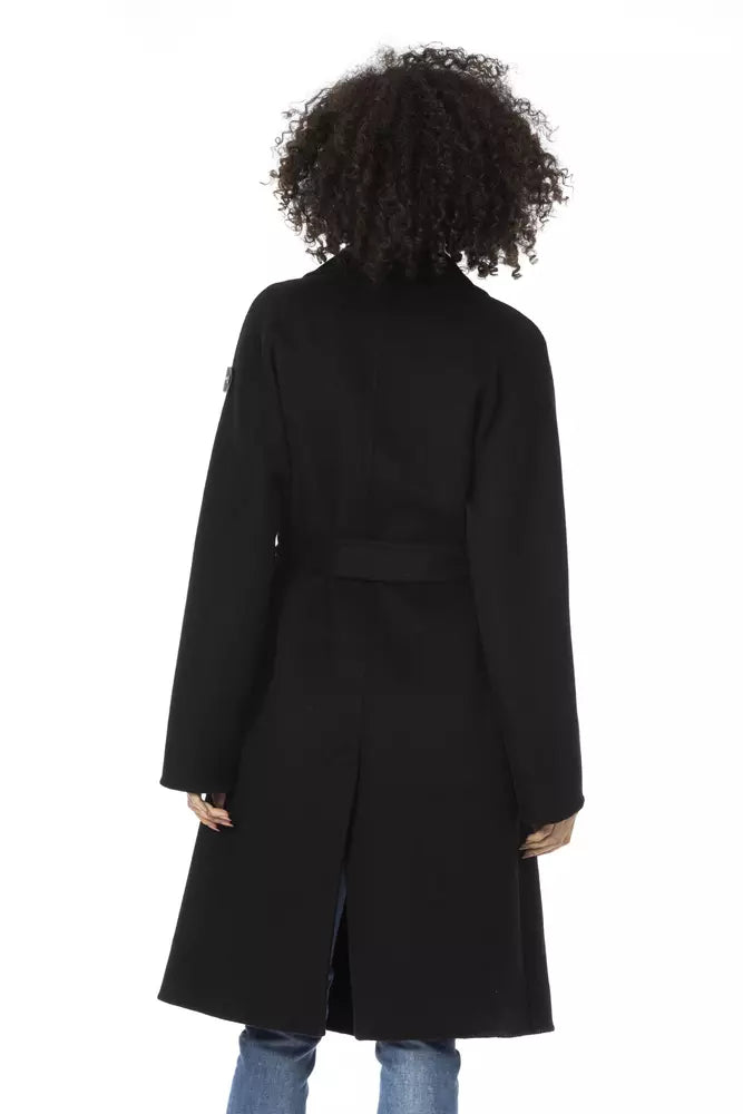 Black Wool Women Trench Coat