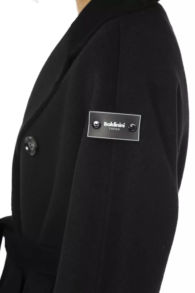 Black Wool Women Trench Coat