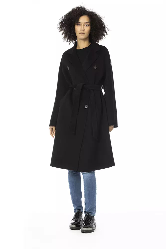 Black Wool Women Trench Coat
