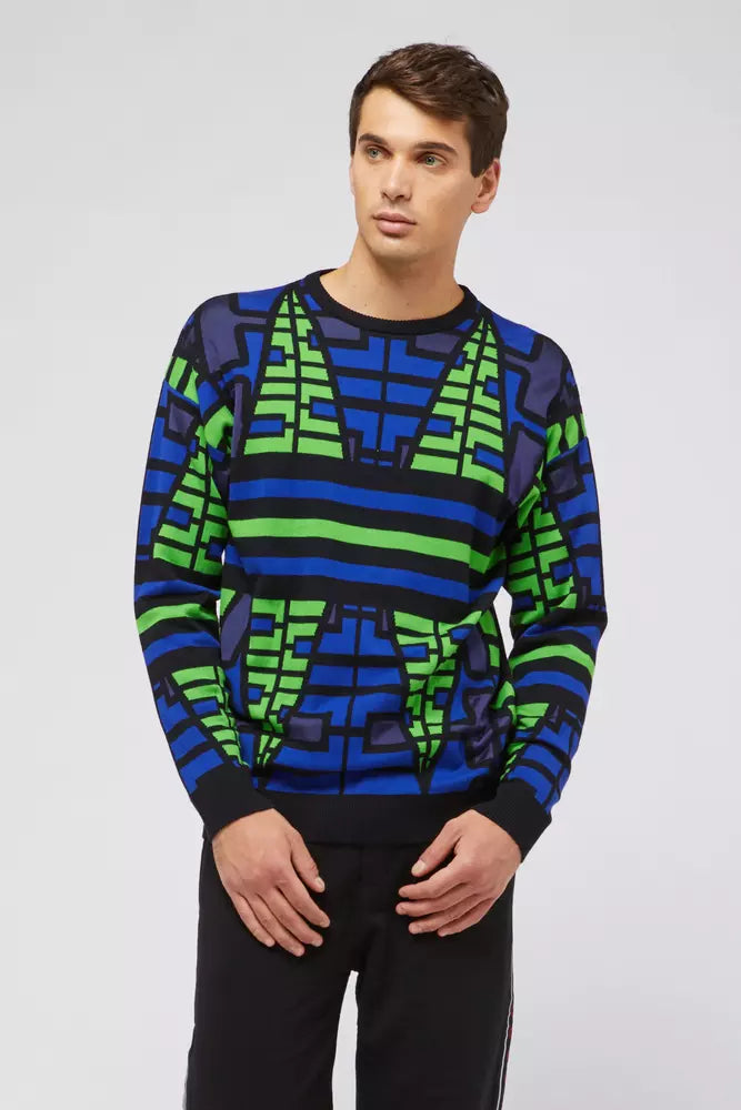Blue Cotton Men Sweater