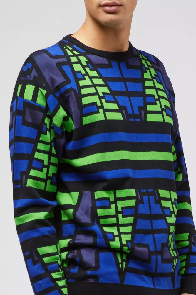 Blue Cotton Men Sweater