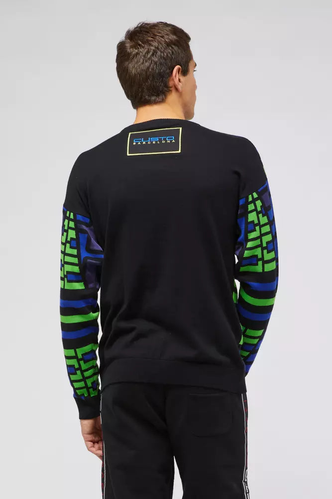 Blue Cotton Men Sweater