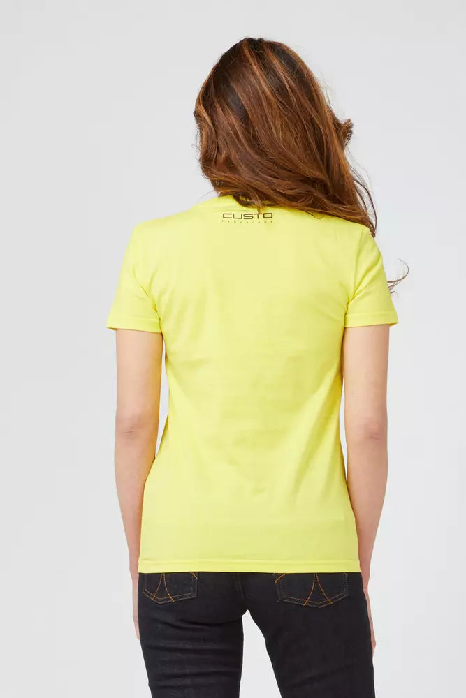 Yellow Cotton Women T-Shirt