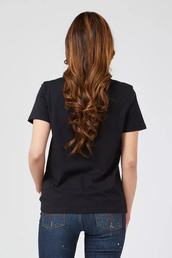 Black Cotton Women T-Shirt
