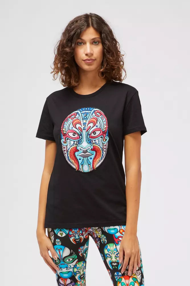 Black Cotton Women T-Shirt