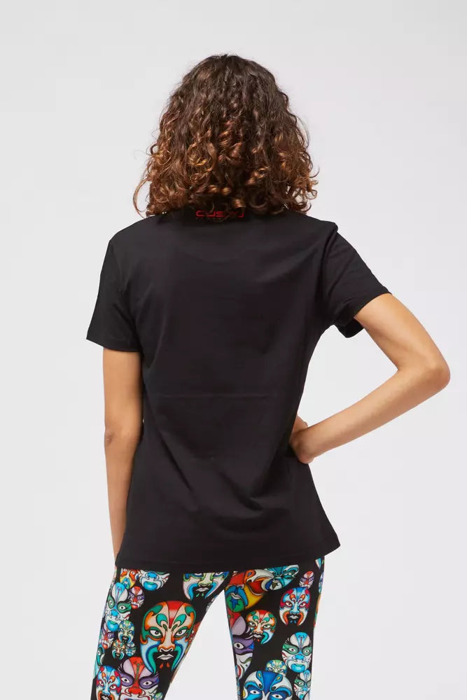 Black Cotton Women T-Shirt