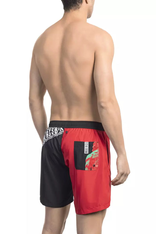 Red Polyester Men's Swim Short