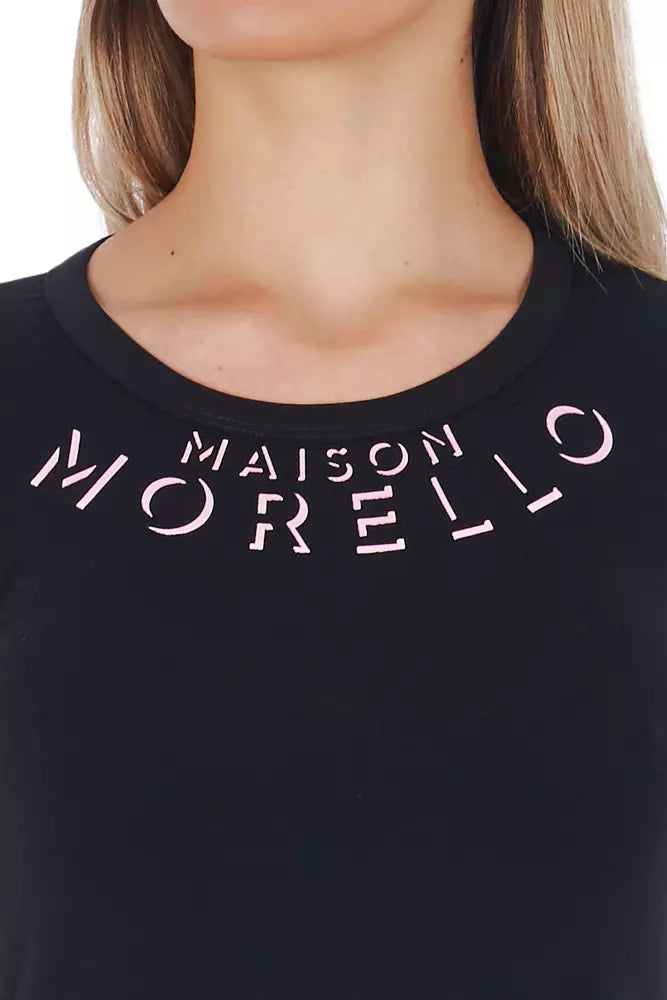 Black Cotton Women T-Shirt