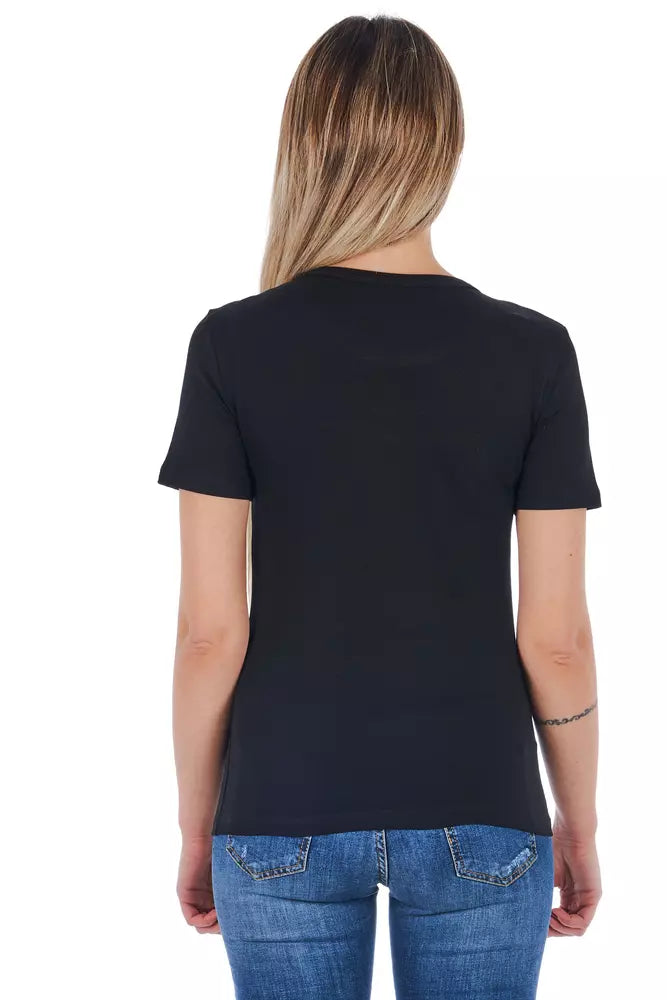 Black Cotton Women T-Shirt