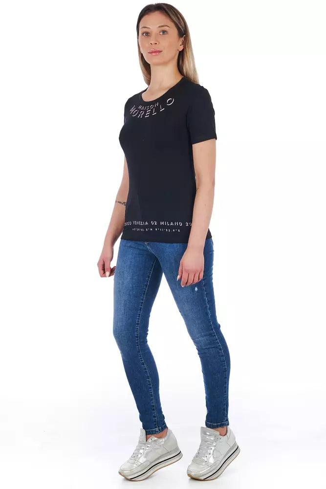 Black Cotton Women T-Shirt