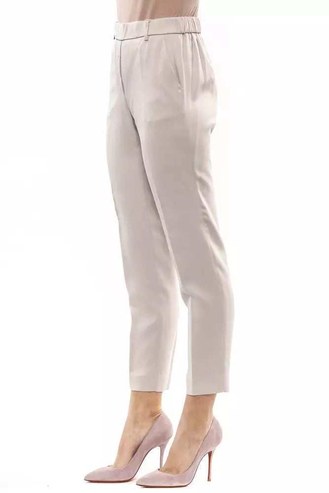 Beige Viscose Women Pant