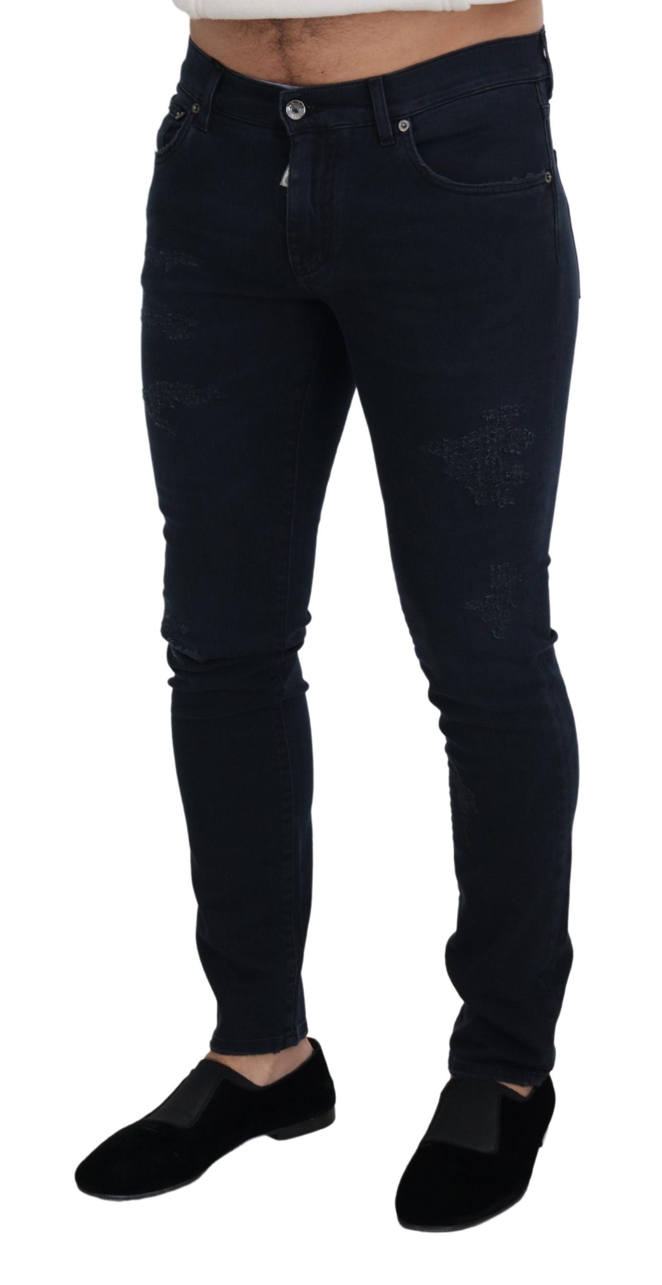 Chic Denim Blue Pants - Timeless Elegance