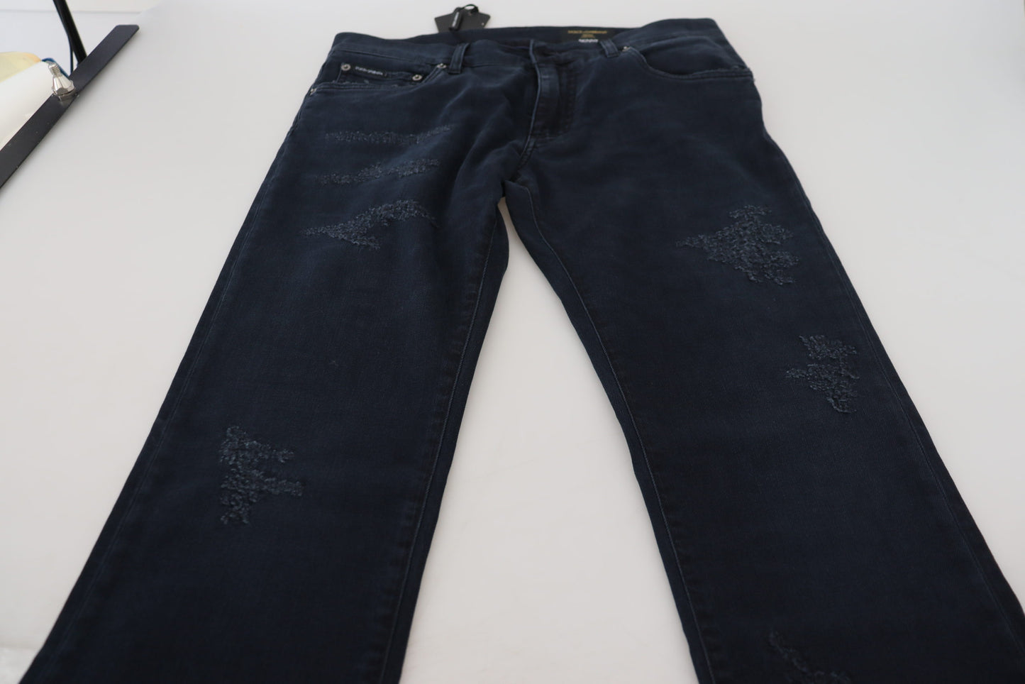 Chic Denim Blue Pants - Timeless Elegance