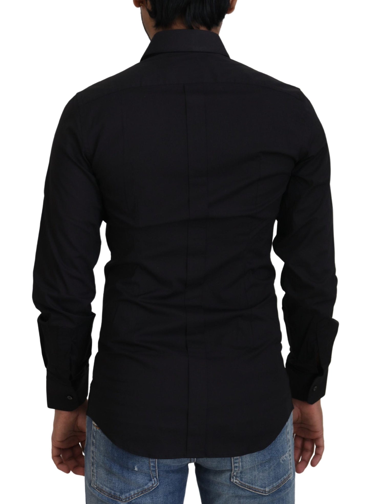 Elegant Slim Fit Black Dress Shirt