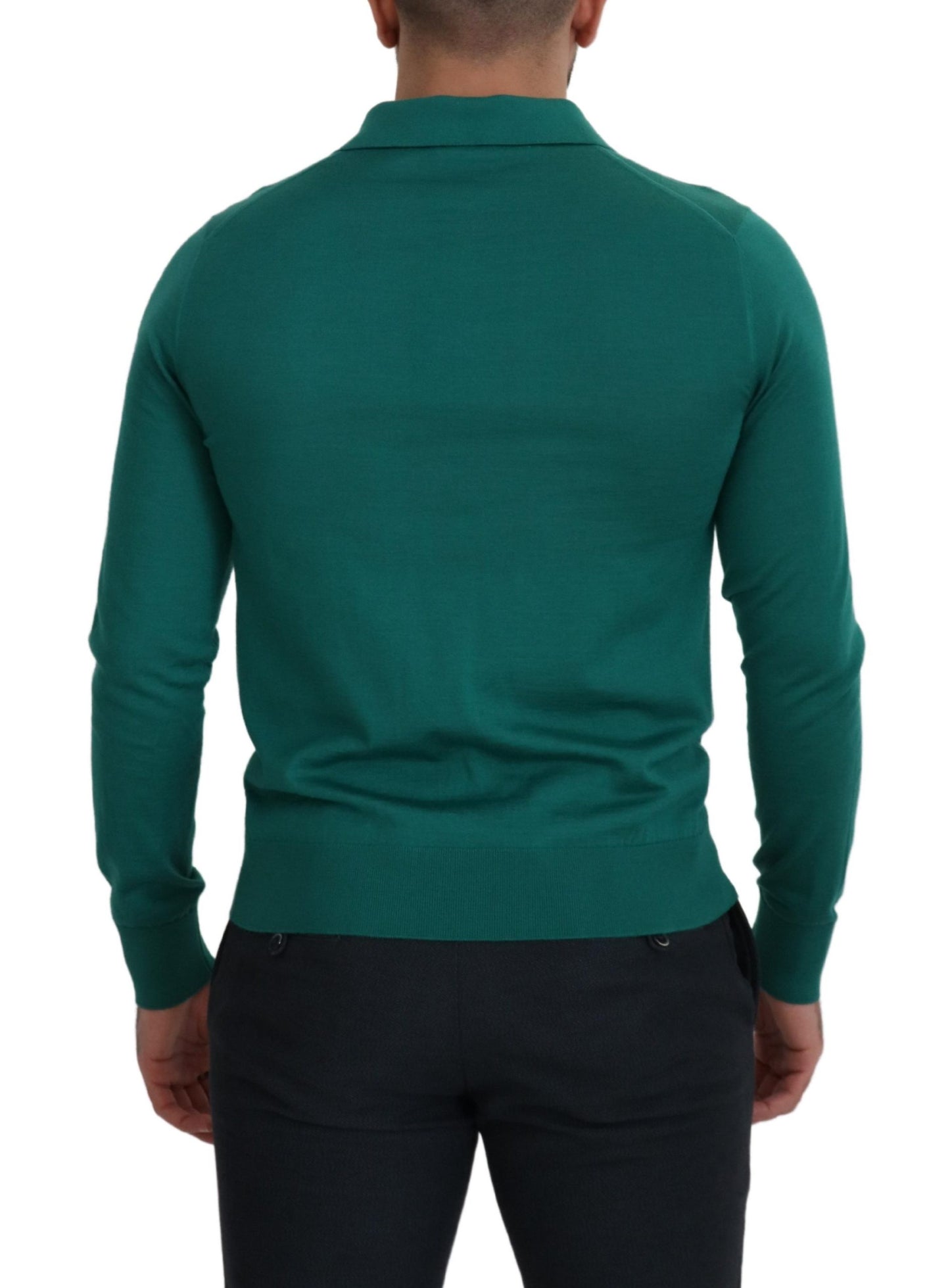 Elegant Cashmere Silk Green Pullover Sweater