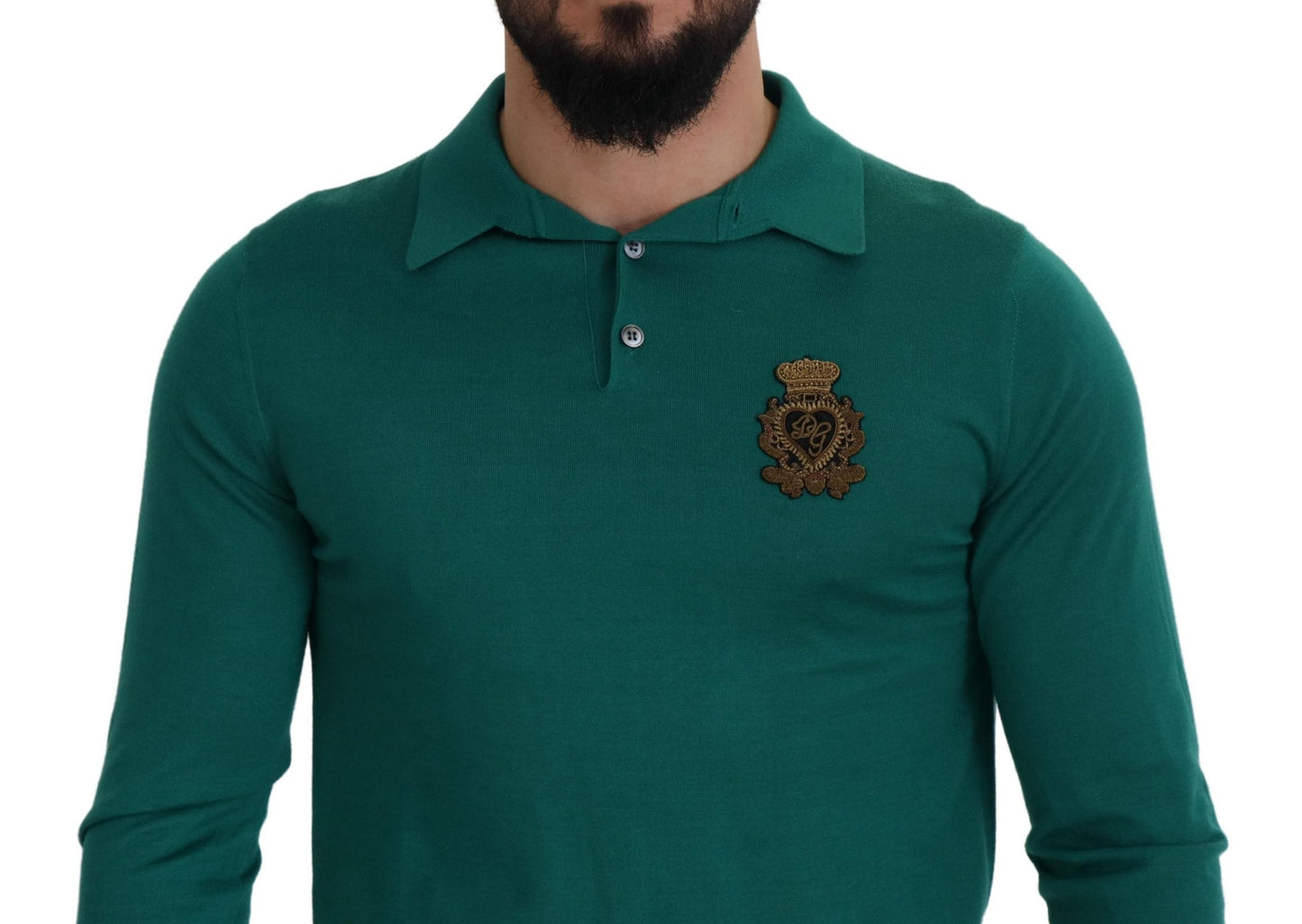Elegant Cashmere Silk Green Pullover Sweater