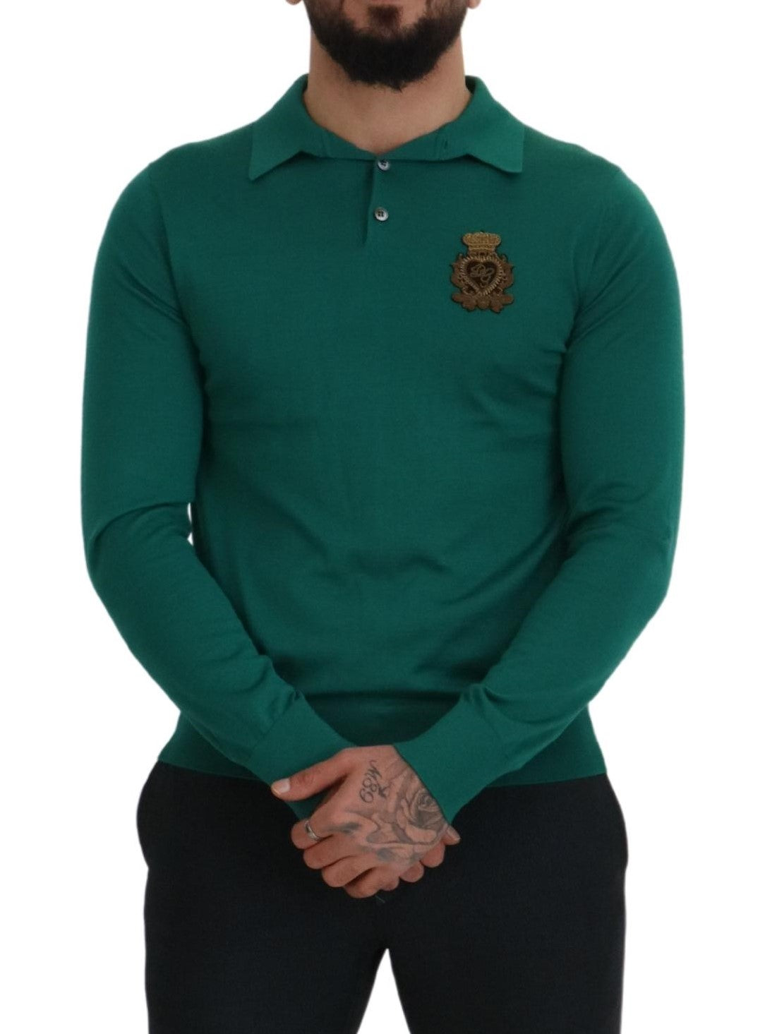 Elegant Cashmere Silk Green Pullover Sweater