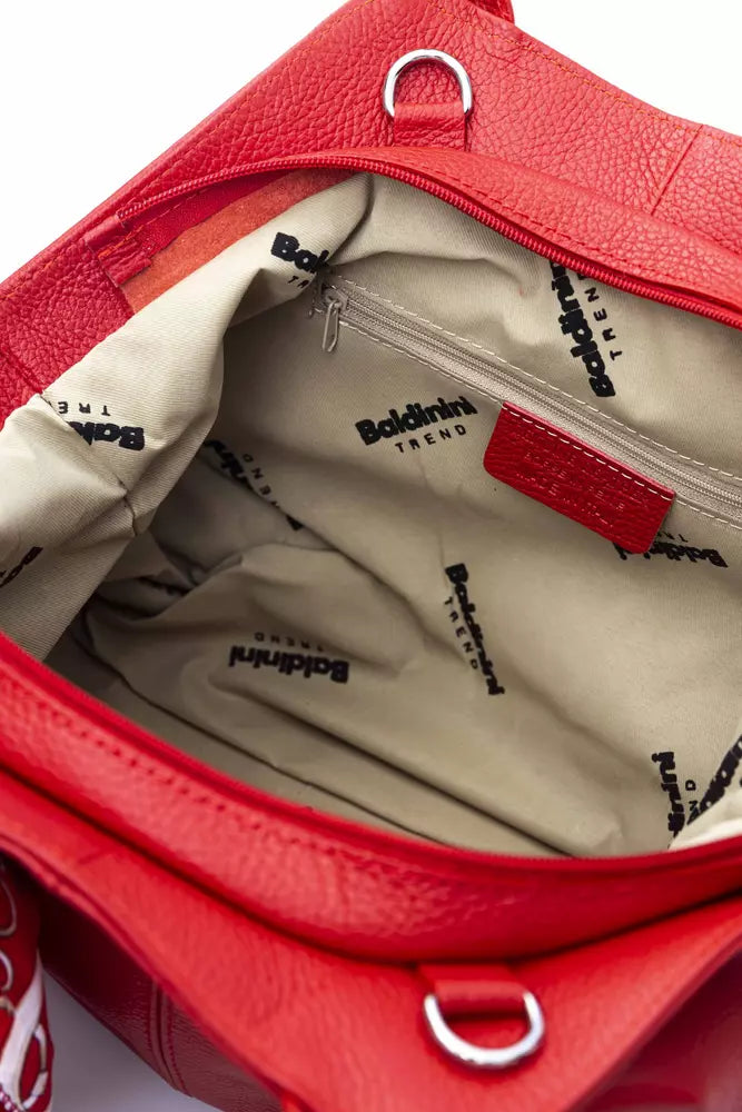 Red Leather Women Shoulder Bag