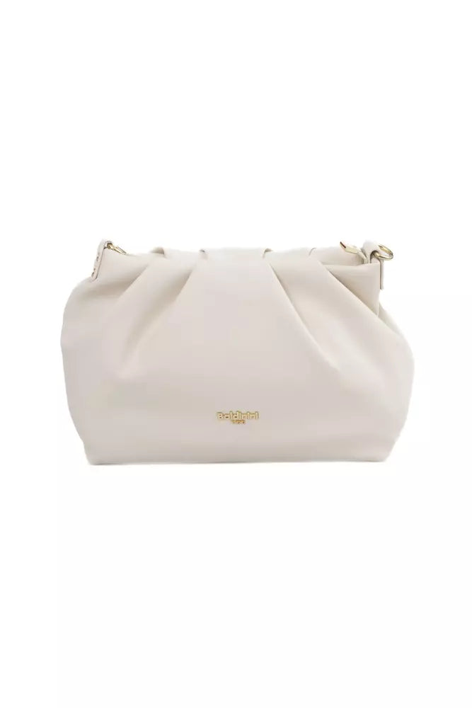 Beige Polyethylene Women Shoulder Bag