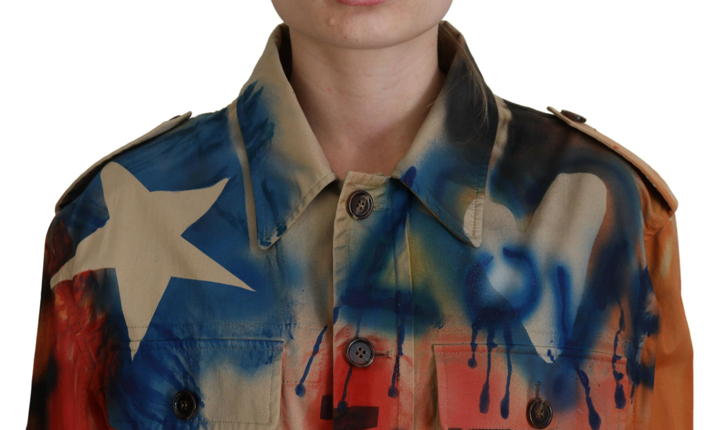 Chic Multicolor Long Sleeve Jacket