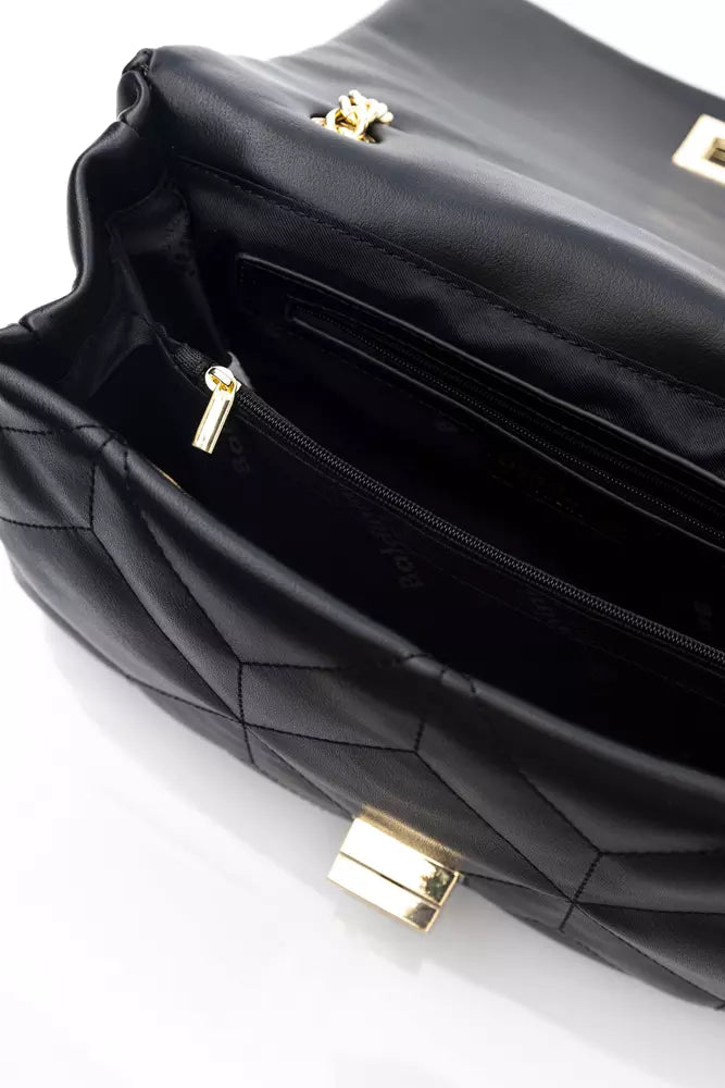 Black Polyethylene Women Shoulder Bag