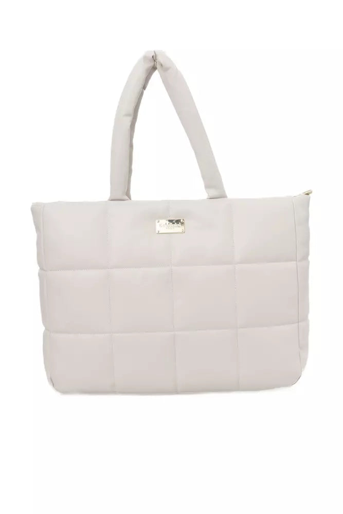 Beige Polyethylene Women Shoulder Bag