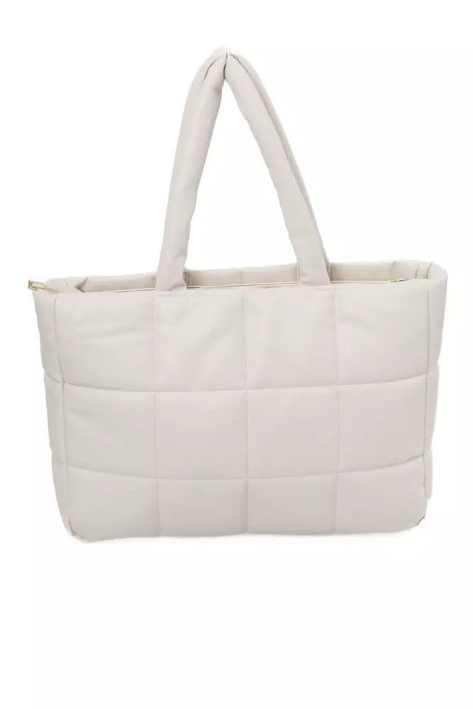 Beige Polyethylene Women Shoulder Bag