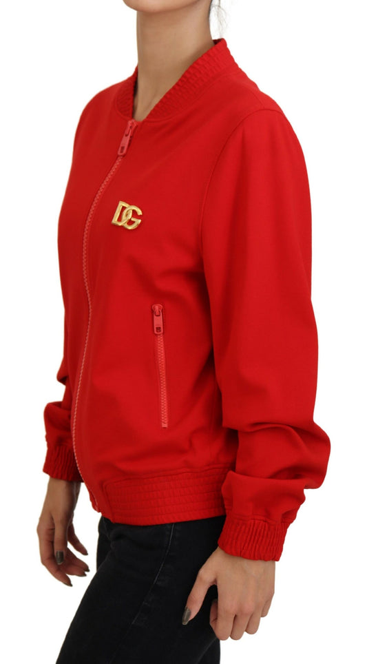 Elegant Red Full Zip Sweater