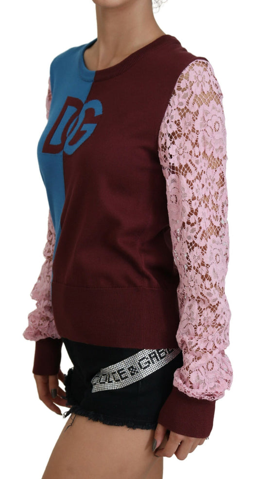Elegant Multicolor Lace Pullover Sweater