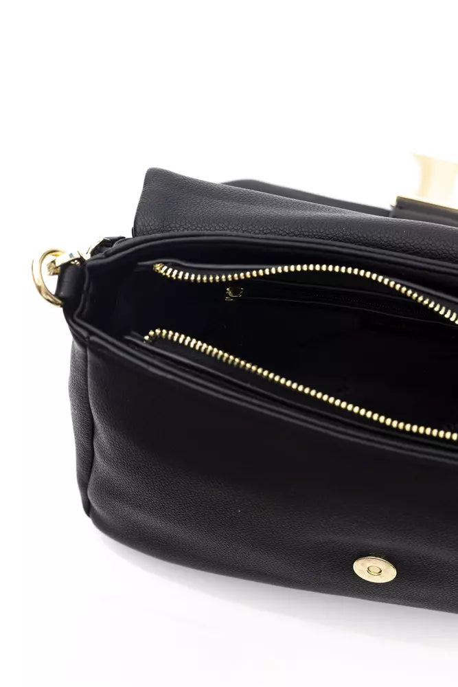 Black Polyethylene Women Shoulder Bag