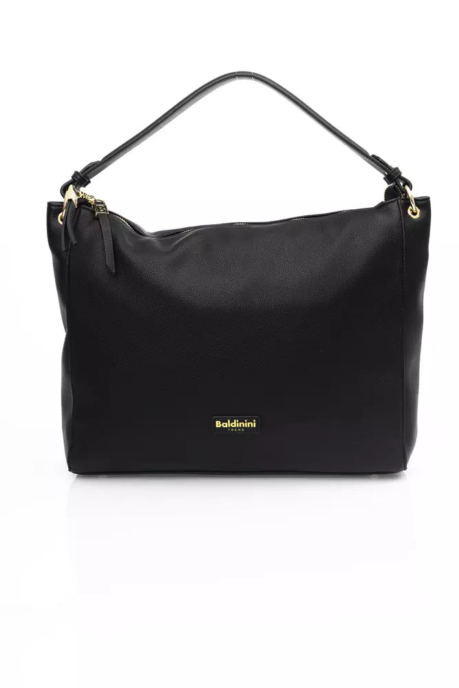 Black Polyethylene Women Shoulder Bag