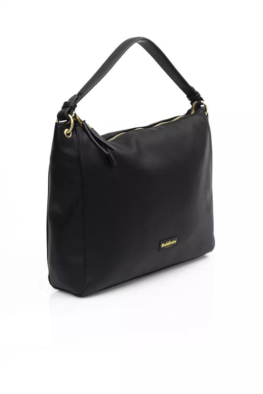 Black Polyethylene Women Shoulder Bag