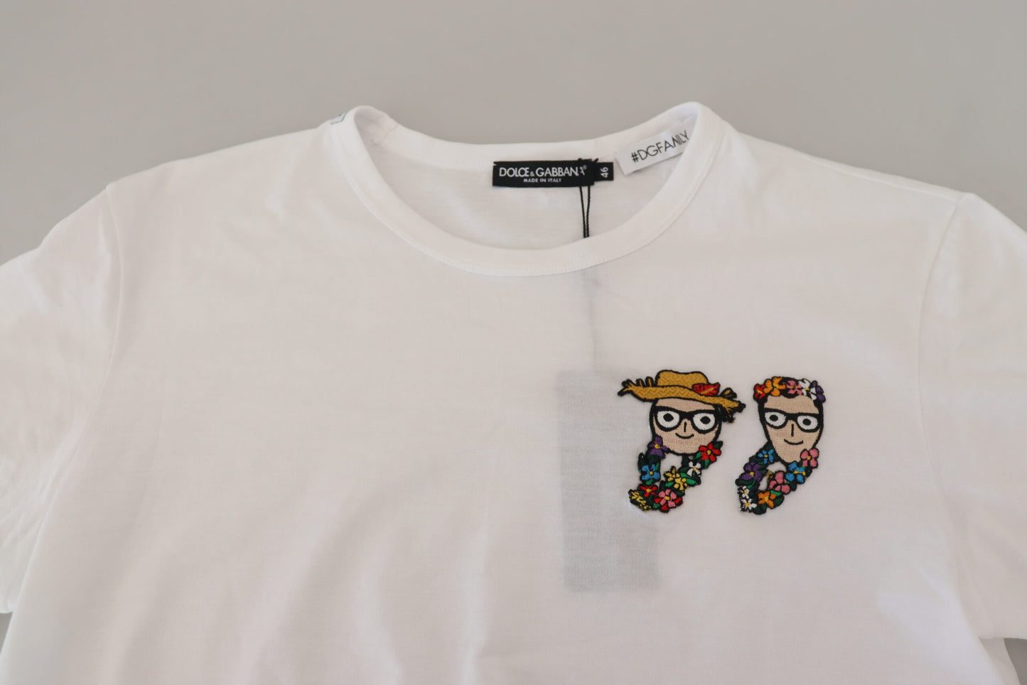 Elegant White Cotton Tee with #DGFamily Logo