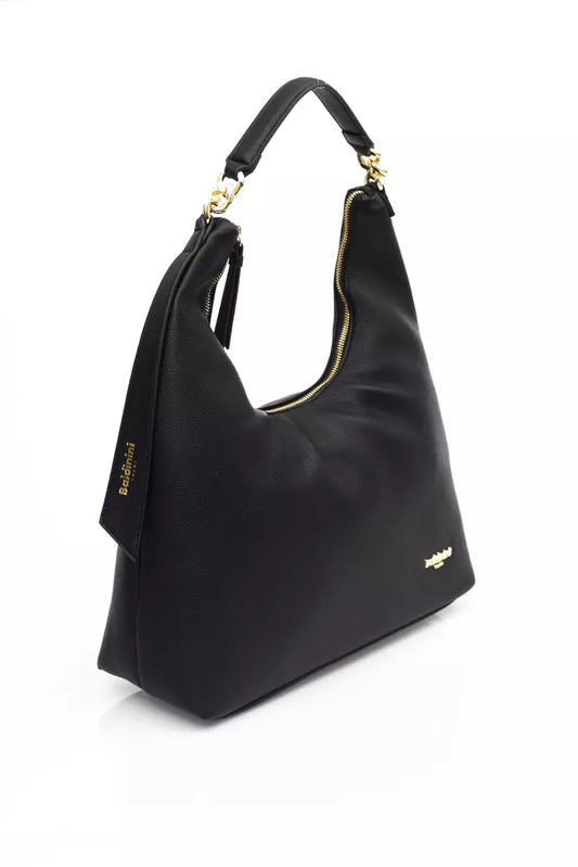 Black Polyethylene Women Shoulder Bag