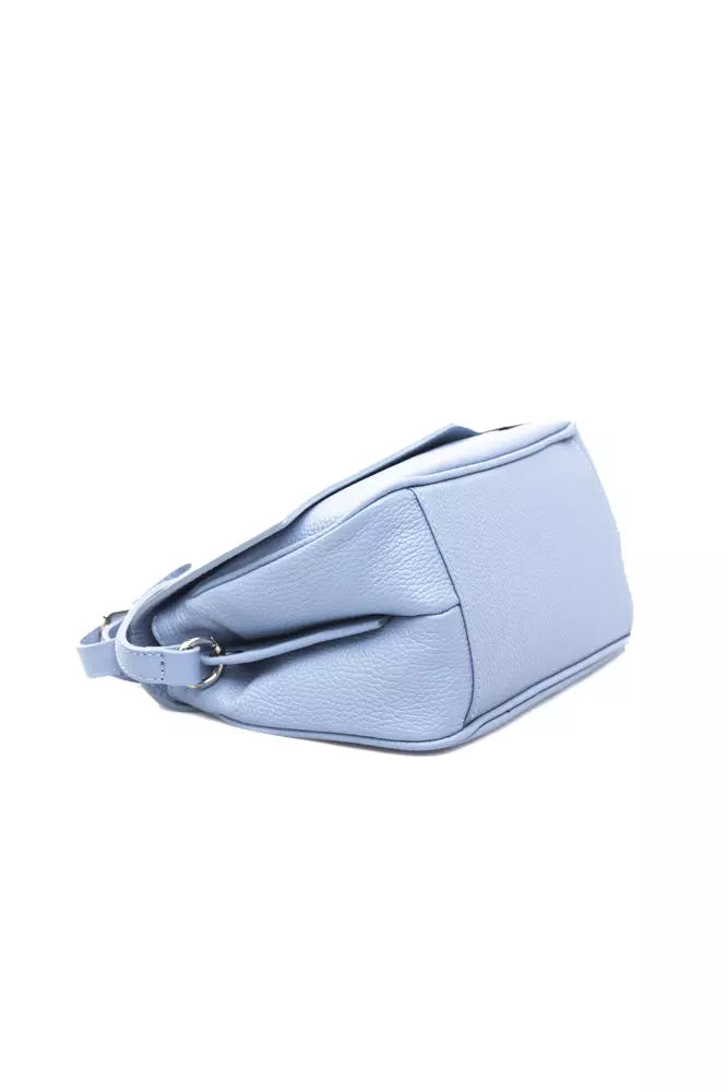 Light Blue Leather Women Shoulder Bag
