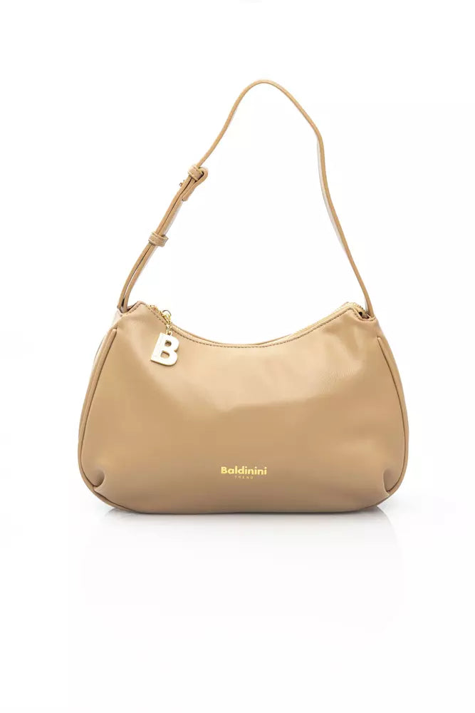 Beige Polyethylene Women Shoulder Bag