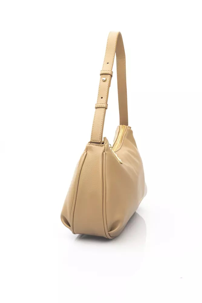 Beige Polyethylene Women Shoulder Bag