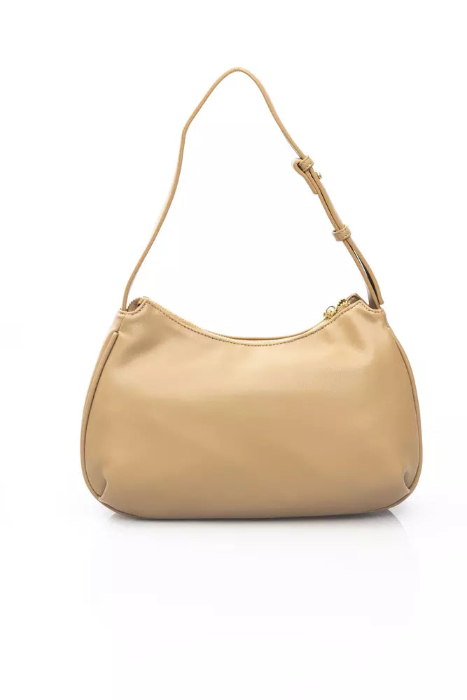 Beige Polyethylene Women Shoulder Bag
