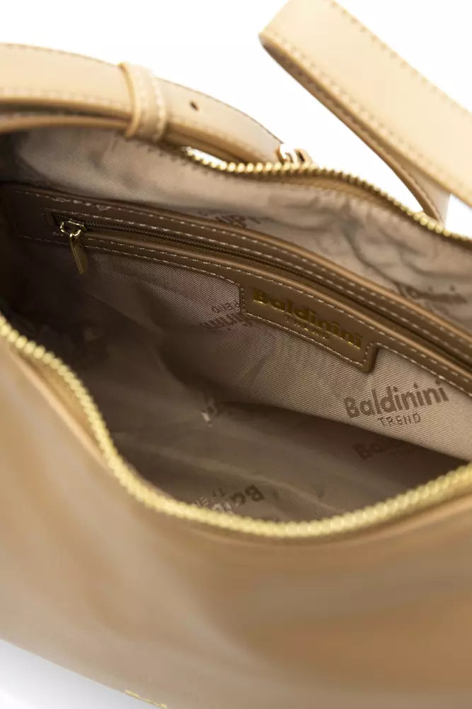 Beige Polyethylene Women Shoulder Bag