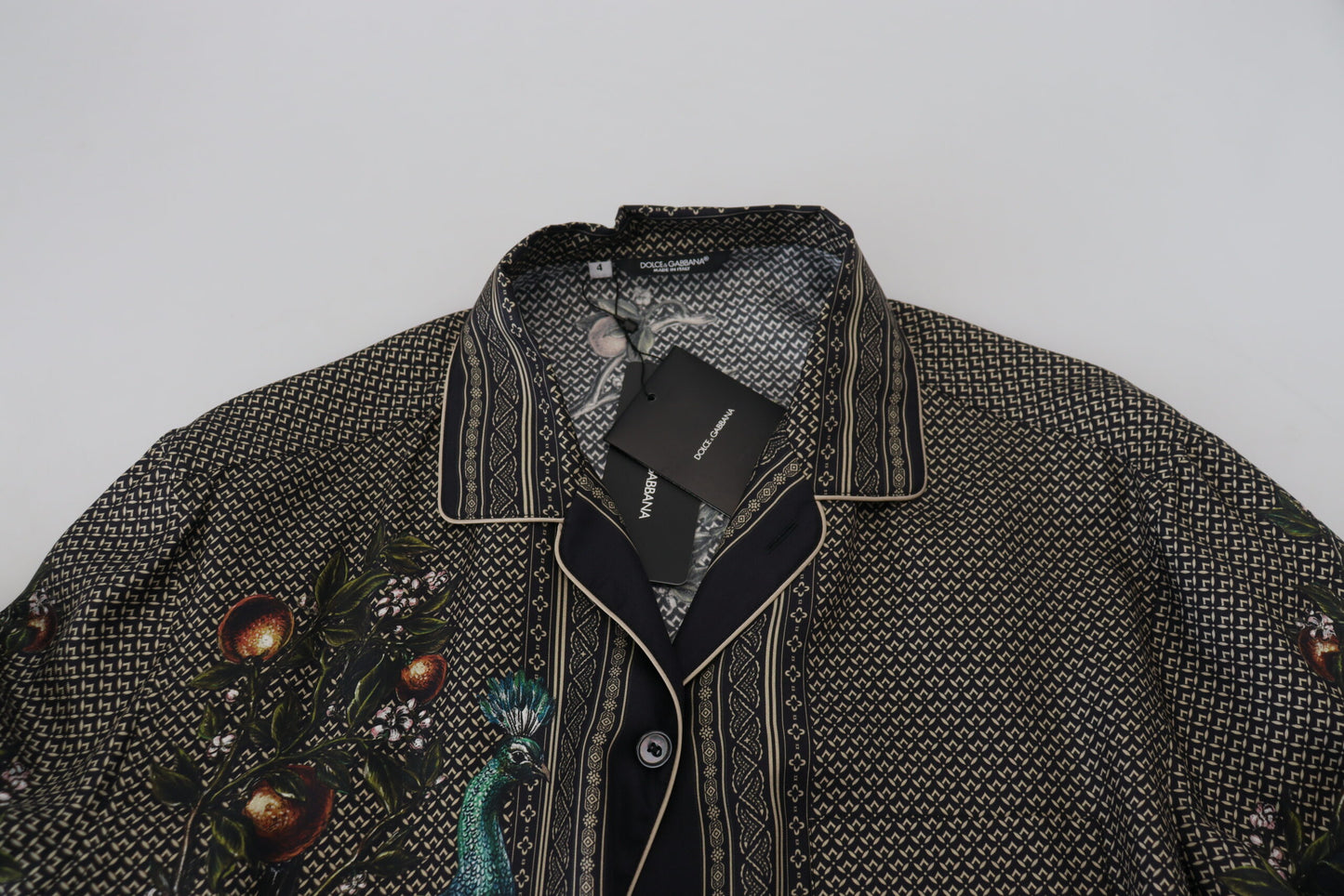 Elegant Ostrich Print Silk Shirt