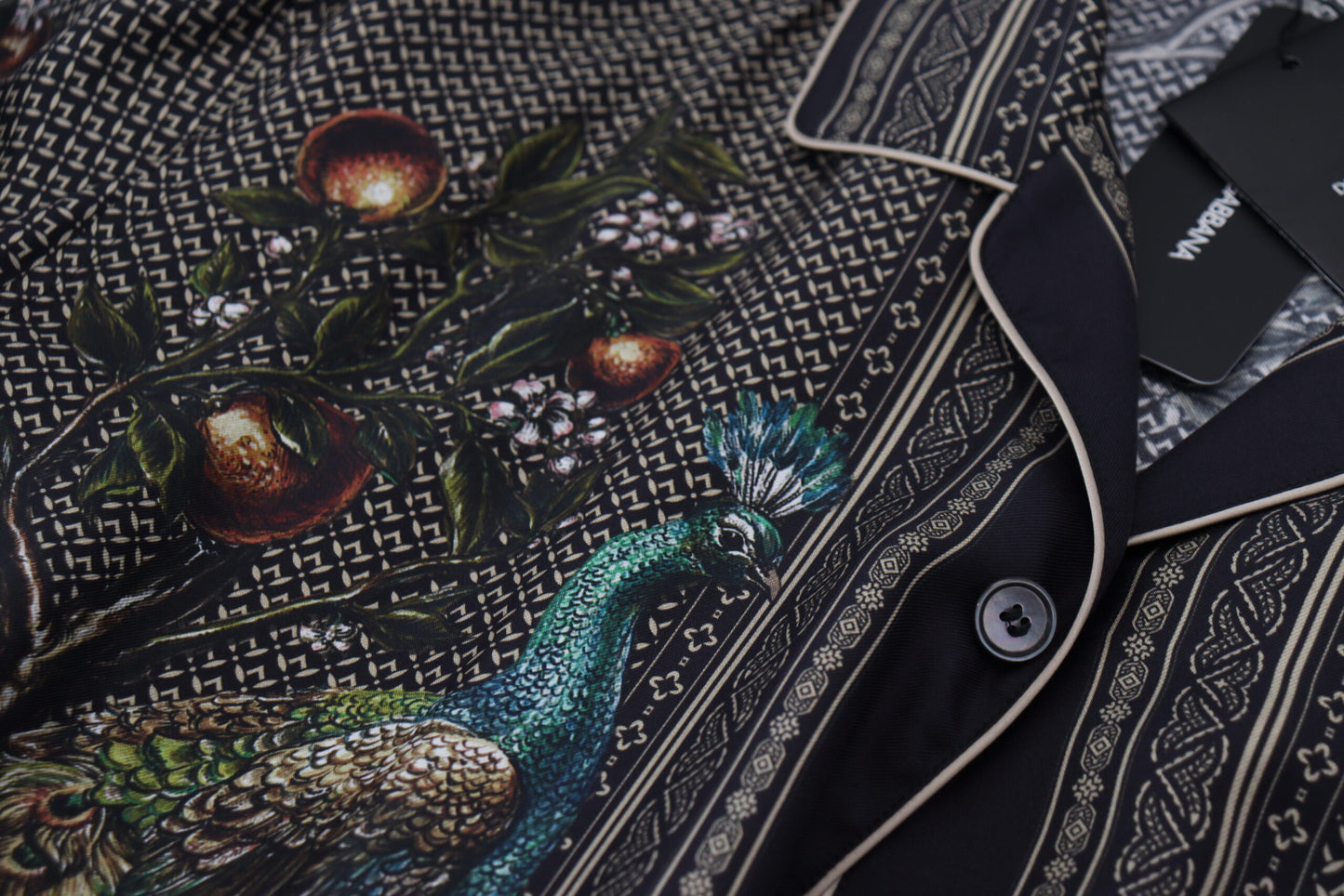 Elegant Ostrich Print Silk Shirt