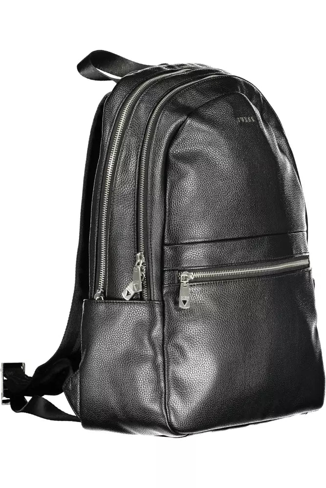 Black Polyethylene Men Backpack